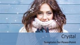  Presentation with winter - Presentation design having snow snowing winter beauty fashion background and a teal colored foreground