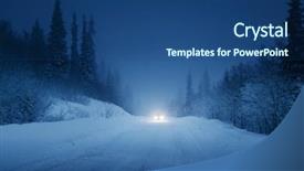  Presentation with forest and black car - Colorful slide set enhanced with snow storm - lights of car and winter backdrop and a ocean colored foreground