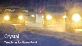  Presentation with traffic jam - Slide deck consisting of snow storm - traffic jam background and a ocean colored foreground