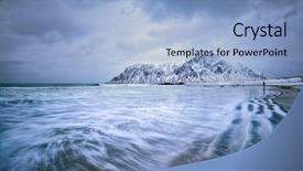  Presentation with coast - Colorful slide set enhanced with snow storm - waves on coast of norwegian backdrop and a  colored foreground