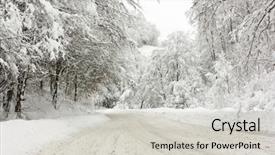  Presentation with winter storm - Slide deck featuring snow storm - winter road background and a light gray colored foreground