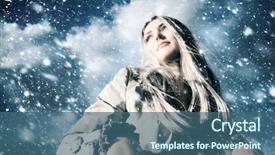  Presentation with blizzard - Presentation theme having snow storm - young blond woman background and a  colored foreground