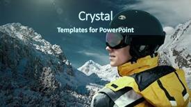  Presentation with mountains - Theme having snow sun - beautiful mountains view at winter background and a  colored foreground