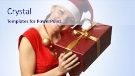  Presentation with female journalist at press conference - PPT theme having snow white dwarf - young attractive adult female background and a  colored foreground