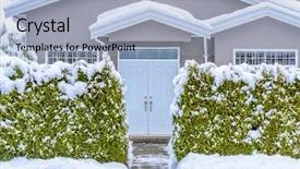  Presentation with luxury house - Colorful slide set enhanced with snow winter at christmas backdrop and a light blue colored foreground