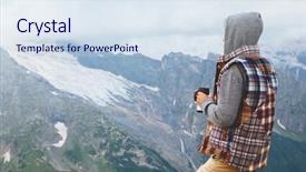  Presentation with cold coffee - Colorful PPT layouts enhanced with snow winter hike cold backdrop and a sky blue colored foreground