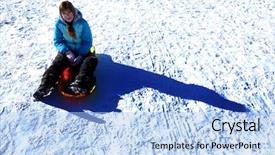  Presentation with snow - Beautiful PPT theme featuring snow winter sledding on frozen backdrop and a light blue colored foreground