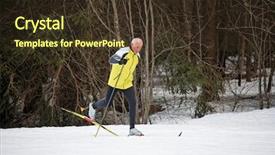  Presentation with cross - Cool new theme with snow with skis cross-country backdrop and a tawny brown colored foreground