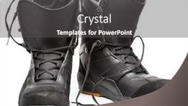  Presentation with snowboard - Audience pleasing slide set consisting of safety shoes - snowboard boots on white background backdrop and a dark gray colored foreground