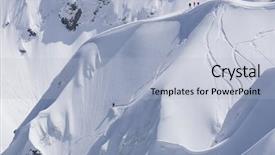  Presentation with tracks - Presentation theme featuring snowboard freeride snowboarders and tracks on a mountain slope extreme winter sport background and a light blue colored foreground
