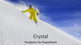  Presentation with moving snow - Presentation enhanced with snowboard freerider moving down in snow powder background and a light gray colored foreground