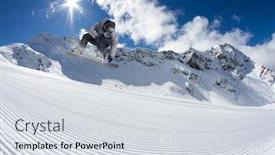  Presentation with snowboard - Amazing slide deck having snowboard-jump-on-mountains-extreme backdrop and a  colored foreground