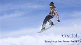  Presentation with snowboard - Audience pleasing slides consisting of snowboard-jump-on-mountains-extreme backdrop and a  colored foreground