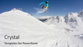  Presentation with snowboard - Audience pleasing slide deck consisting of snowboard jump on mountains extreme backdrop and a white colored foreground