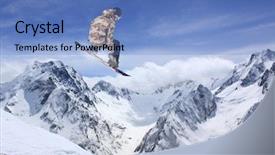 Presentation with rider - Colorful PPT layouts enhanced with snowboard rider jumping on mountains backdrop and a teal colored foreground