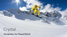  Presentation with snowboard - Cool new presentation with snowboard rider jumping on mountains extreme snowboard freeride sport backdrop and a light gray colored foreground