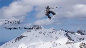  Presentation with rider - Colorful slides enhanced with snowboard rider jumping on mountains extreme snowboard freeride sport backdrop and a light blue colored foreground