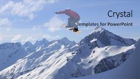  Presentation with rider - Colorful PPT layouts enhanced with snowboard rider jumping on mountains extreme snowboard freeride sport backdrop and a light blue colored foreground