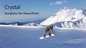  Presentation with rider - PPT theme consisting of snowboard rider jumping on winter mountains extreme snowboard freeride sport background and a light blue colored foreground