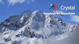  Presentation with rider - PPT theme with snowboard rider jumping on winter mountains extreme snowboard freeride sport background and a teal colored foreground