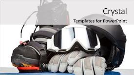  Presentation with snowboard - Slides with snowboard with boot helmet gloves and goggles on white background background and a light gray colored foreground