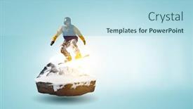  Presentation with alps - PPT theme with snowboarder-and-alps-landscape-mixed background and a light blue colored foreground