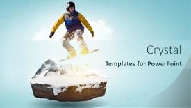  Presentation with alps - Presentation enhanced with snowboarder-and-alps-landscape-mixed background and a sky blue colored foreground
