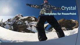  Presentation with deep blue - Audience pleasing slides consisting of snowboarder doing a toe side carve with deep blue sky in background backdrop and a ocean colored foreground