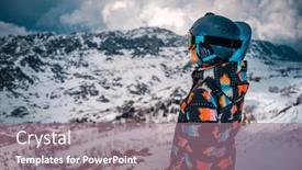  Presentation with people enjoying - Theme having snowboarder-girl-looks background and a coral colored foreground