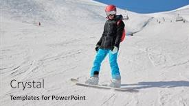  Presentation with mountain - PPT theme consisting of snowboarder-in-brigh-sunny-snowy background and a  colored foreground