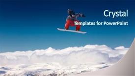  Presentation with deep blue - Amazing presentation design having snowboarder in the air backdrop and a ocean colored foreground