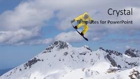  Presentation with sport nutrition whey protein powder - Beautiful slides featuring snowboarder jumping on mountains extreme backdrop and a  colored foreground