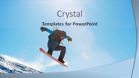  Presentation with winter sports - Slide set having snowboarder-jumping-on-the-red background and a light blue colored foreground