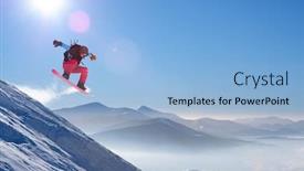  Presentation with winter sports - Amazing presentation design having snowboarder-jumping-on-the-red backdrop and a light blue colored foreground