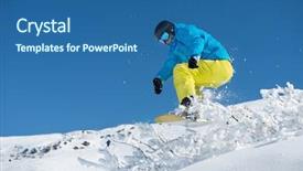  Presentation with diversity groups jumping up in the air - PPT layouts having snowboarder jumping over the snowy background and a ocean colored foreground