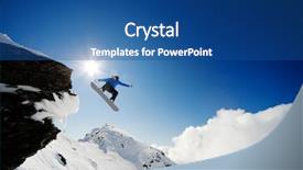  Presentation with drop - PPT layouts featuring snowboarder jumping through air background and a ocean colored foreground