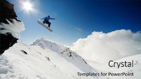  Presentation with drop - Cool new slides with snowboarder jumping through air backdrop and a light gray colored foreground