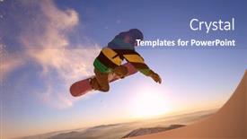  Presentation with deep blue - Audience pleasing slides consisting of snowboarder-jumping-through-air backdrop and a ocean colored foreground