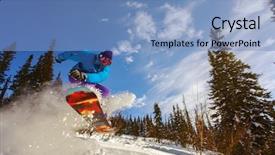  Presentation with deep blue - Audience pleasing presentation design consisting of snowboarder-jumping-through-air backdrop and a light blue colored foreground