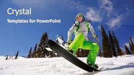  Presentation with deep blue - Theme featuring snowboarder-jumping-through-air background and a teal colored foreground