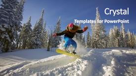  Presentation with deep blue - PPT theme having snowboarder-jumping-through-air background and a ocean colored foreground