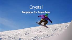  Presentation with deep blue - Cool new theme with snowboarder-jumping-through-air backdrop and a ocean colored foreground