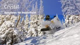  Presentation with deep blue - Amazing slide set having snowboarder-jumping-through-air backdrop and a teal colored foreground