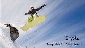  Presentation with deep blue - Presentation with snowboarder jumping through air background and a light blue colored foreground