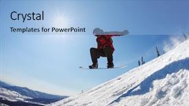  Presentation with sport blue - Presentation design featuring snowboarder jumping through air background and a light blue colored foreground
