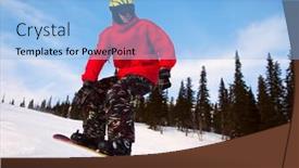  Presentation with deep blue - Colorful PPT layouts enhanced with snowboarder jumping through air with deep blue sky in background backdrop and a light blue colored foreground