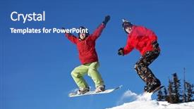  Presentation with deep blue - Presentation with snowboarder jumping through air with deep blue sky in background background and a ocean colored foreground