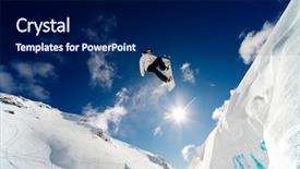  Presentation with sky blue - Presentation with snowboarder jumping through the air background and a navy blue colored foreground