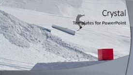  Presentation with mountain snow - Colorful theme enhanced with snowboarder-jumps-in-snow-park backdrop and a light gray colored foreground