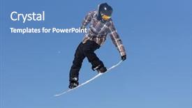  Presentation with snow mountain - Presentation design consisting of snowboarder-jumps-in-snow-park background and a teal colored foreground